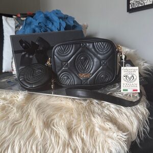 Valentino Orlandi Black Quilted Crossbody Bag